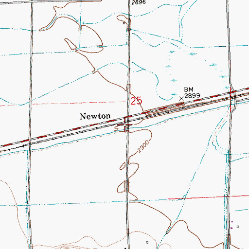 Topographic Map of Newton, MT