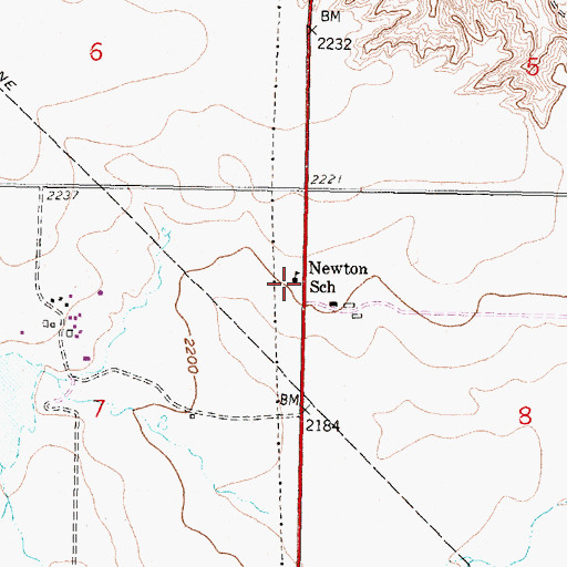 Topographic Map of Newton School, MT