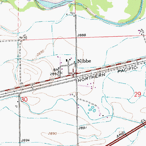 Topographic Map of Nibbe, MT