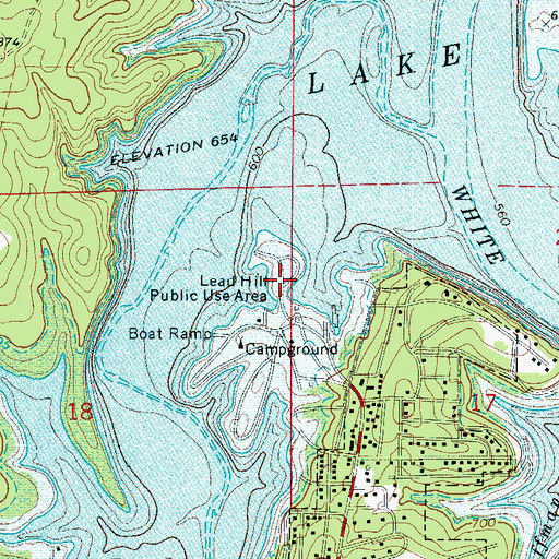 Topographic Map of Lead Hill Public Use Area, AR