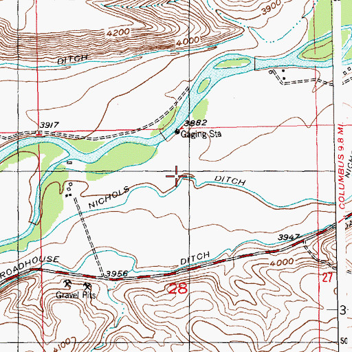 Topographic Map of Nichols Ditch, MT
