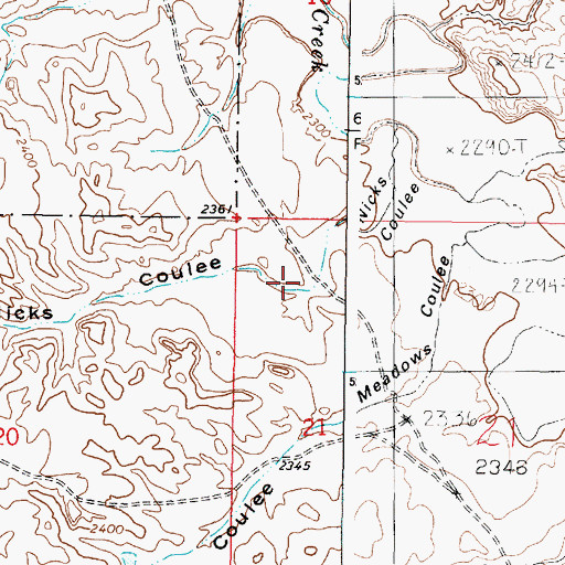 Topographic Map of Nicks Coulee, MT