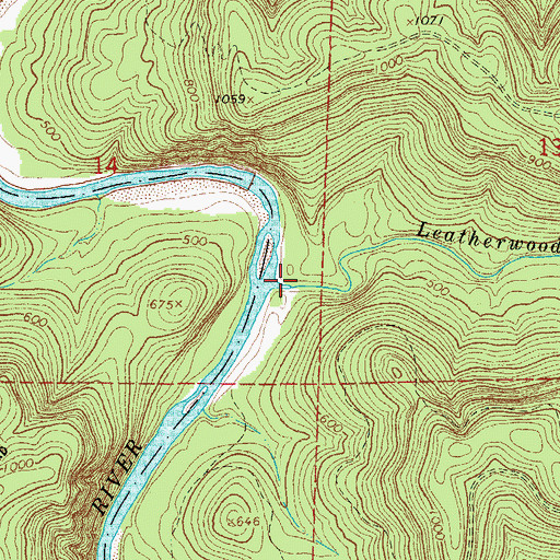 Topographic Map of Leatherwood Creek, AR