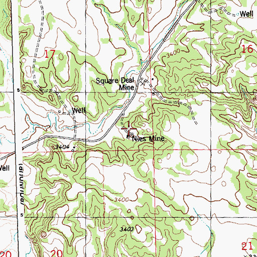 Topographic Map of Nies Mine, MT