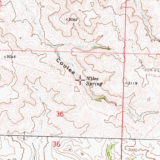 Topographic Map of Niles Spring, MT