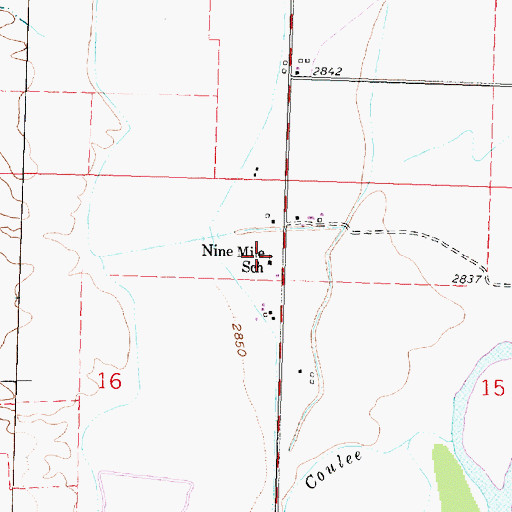 Topographic Map of Nine Mile School (historical), MT