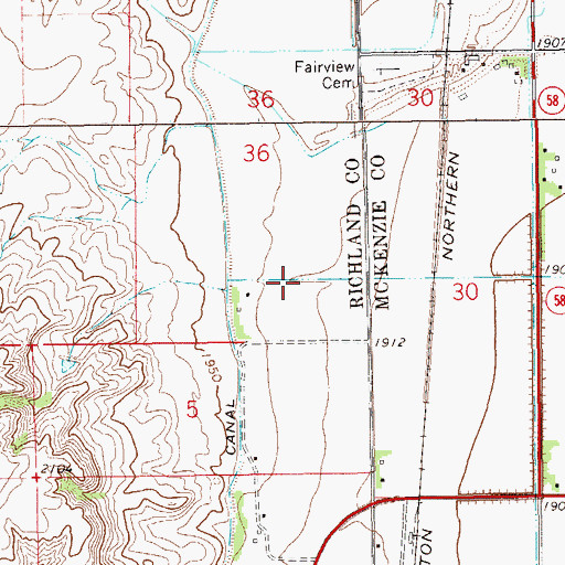 Topographic Map of Nineteen hundred and three Lateral N, MT