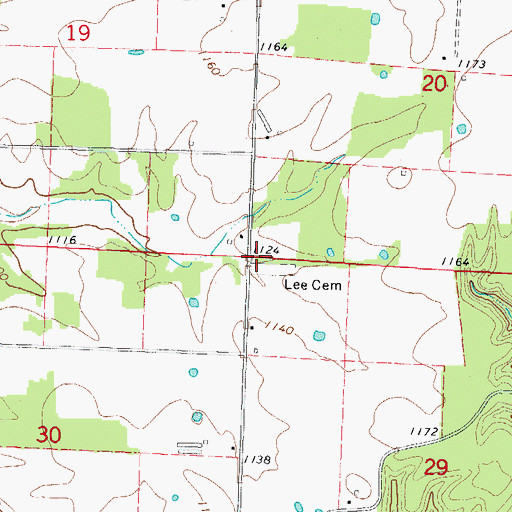Topographic Map of Lee Cemetery, AR