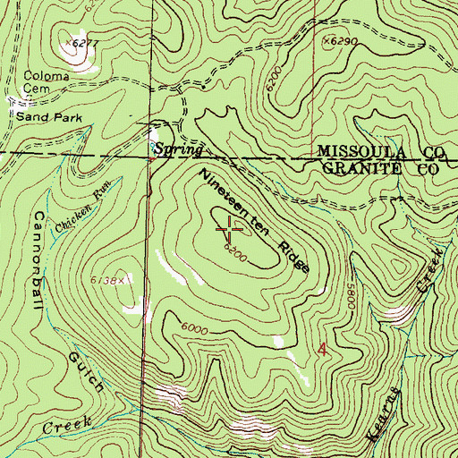 Topographic Map of Nineteen ten Ridge, MT