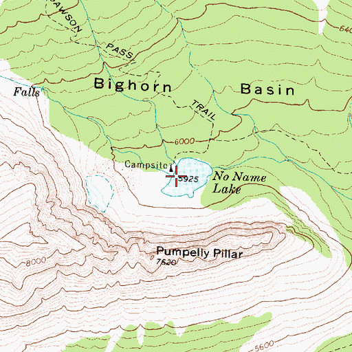 Topographic Map of No Name Lake, MT