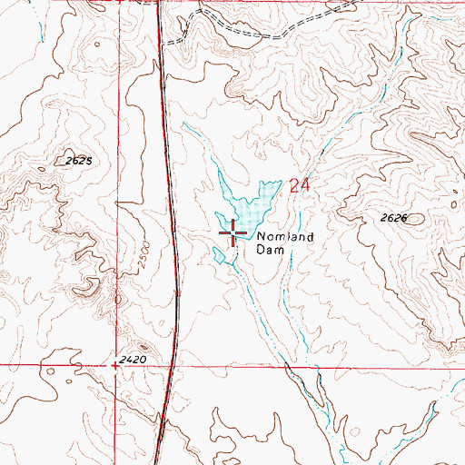 Topographic Map of Nomland Dam, MT