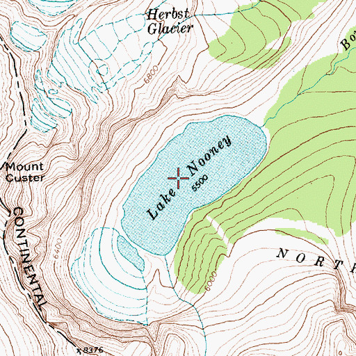 Topographic Map of Lake Nooney, MT