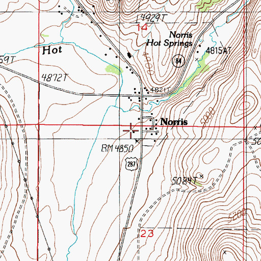 Topographic Map of Norris, MT