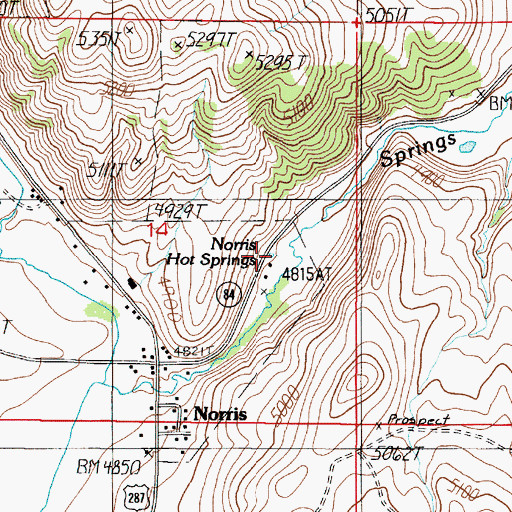 Topographic Map of Bear Trap Hot Springs, MT