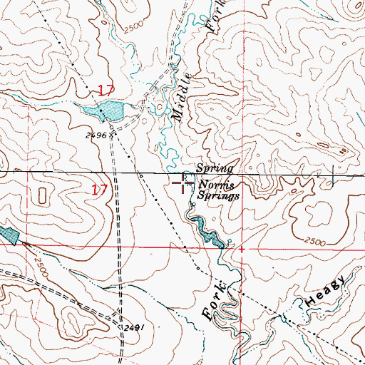 Topographic Map of Norris Springs, MT