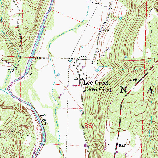 Topographic Map of Lee Creek, AR