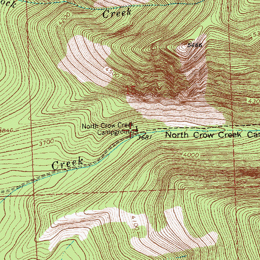 Topographic Map of North Crow Creek Campground, MT