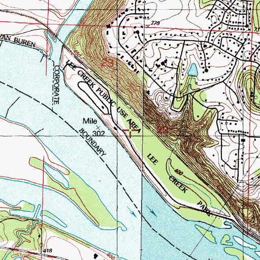 Topographic Map of Lee Creek Public Use Area, AR