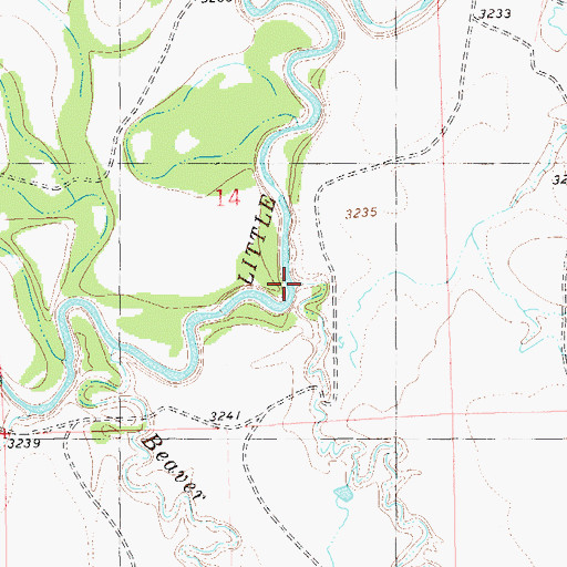 Topographic Map of North Fork Beaver Dam Creek, MT