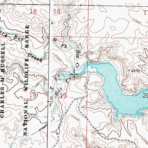 Topographic Map of North Fork Box Creek, MT