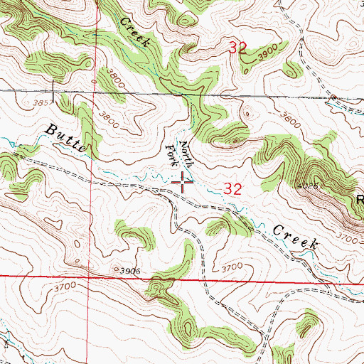 Topographic Map of North Fork Butte Creek, MT