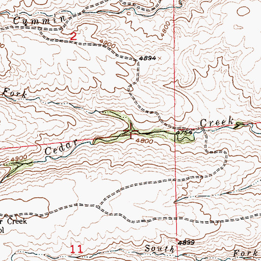 Topographic Map of North Fork Cedar Creek, MT