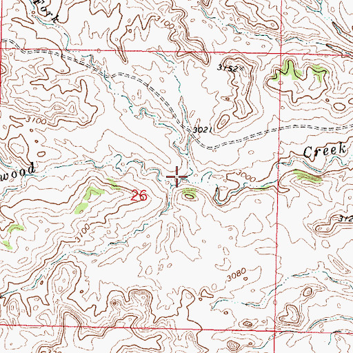 Topographic Map of North Fork Cottonwood Creek, MT