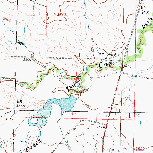 Topographic Map of North Fork Davis Creek, MT