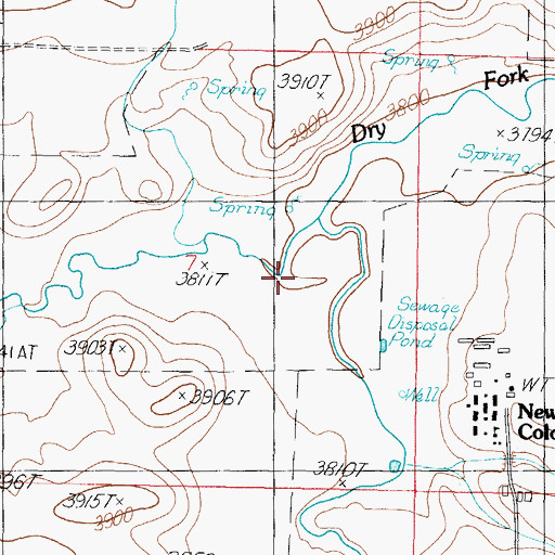 Topographic Map of North Fork Dry Fork Marias River, MT
