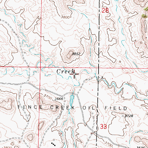 Topographic Map of North Fork Fence Creek, WY