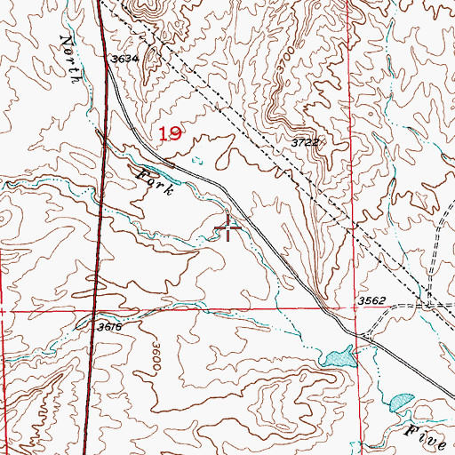 Topographic Map of North Fork Fivemile Creek, MT
