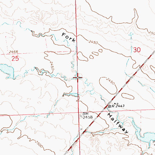 Topographic Map of North Fork Halfway Coulee, MT