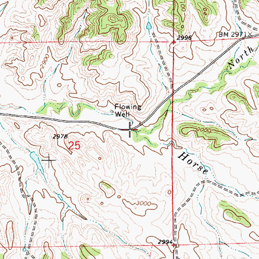 Topographic Map of North Fork Horse Creek, MT