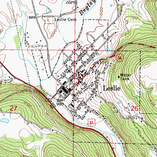 Topographic Map of Leslie, AR
