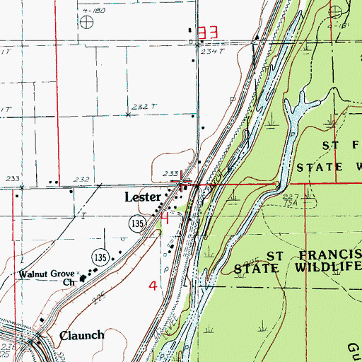 Topographic Map of Lester, AR