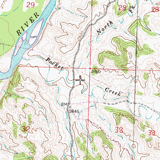 Topographic Map of North Fork Pocket Creek, MT