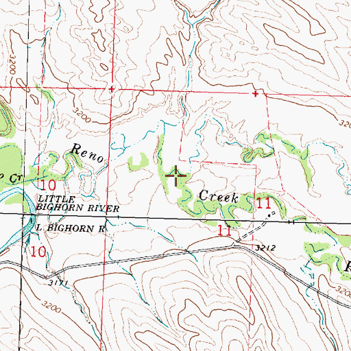 Topographic Map of North Fork Reno Creek, MT