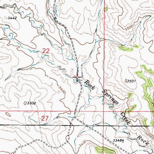 Topographic Map of North Fork Rock Springs Creek, MT
