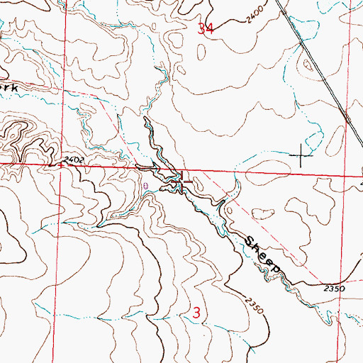 Topographic Map of North Fork Sheep Coulee, MT
