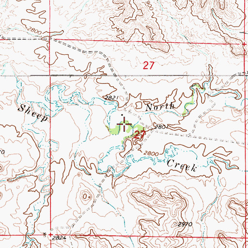 Topographic Map of North Fork Sheep Creek, MT