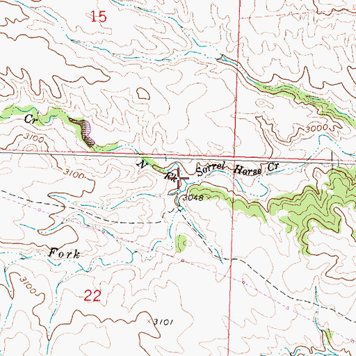 Topographic Map of North Fork Sorrel Horse Creek, MT