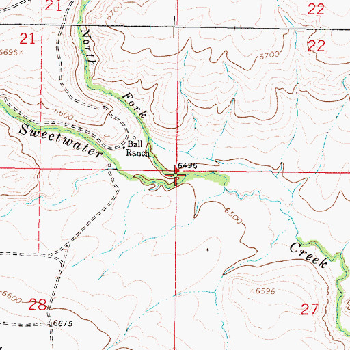 Topographic Map of North Fork Sweetwater Creek, MT