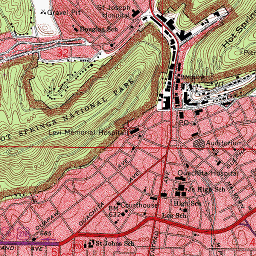 Topographic Map of Leo N Levi National Arthritis Hospital, AR