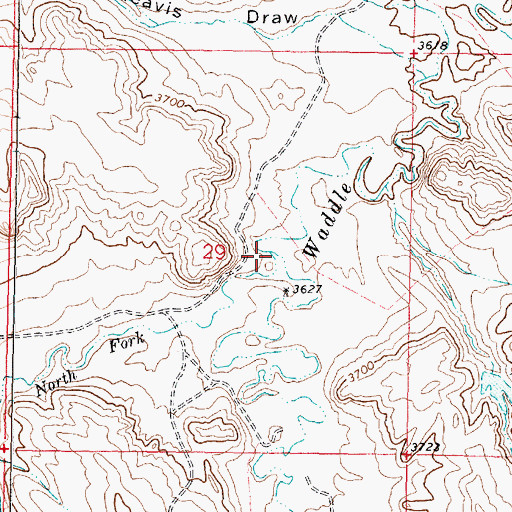 Topographic Map of North Fork Waddle Creek, MT