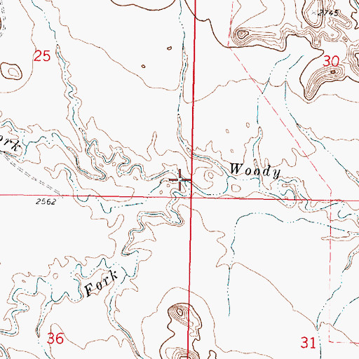 Topographic Map of North Fork Woody Creek, MT
