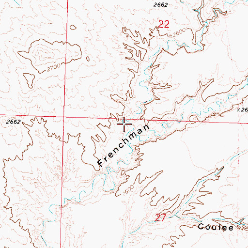 Topographic Map of North Frenchman Coulee, MT