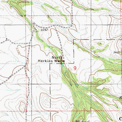 Topographic Map of North Harkins Well, MT