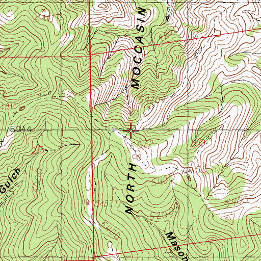 Topographic Map of North Moccasin Mountains, MT