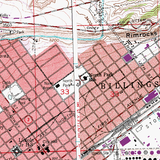 Topographic Map of North Park School, MT