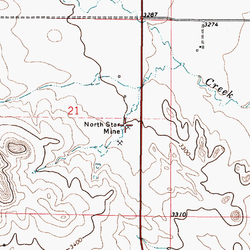 Topographic Map of North Star Mine, MT